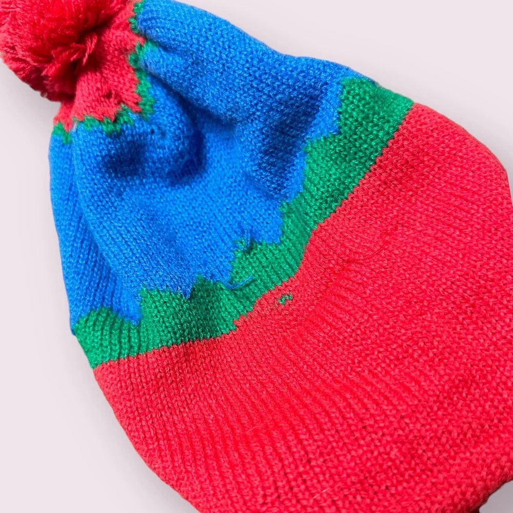 Vintage Toddler Disney Lion King Simba Red Blue Green Pom Pom Winter Knit Hat